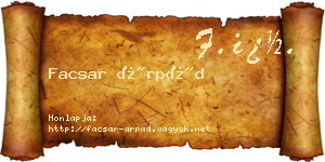 Facsar Árpád névjegykártya